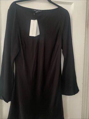 French Connection Black Long Sleeve A-Line Dress